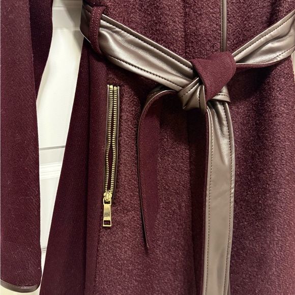 Nine West Women's Burgundy Wool Blend Coat with Belt - NEW - Picture 4 of 15